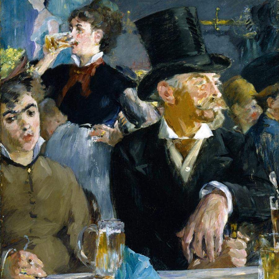 Manet painting of women and a man drinking Manet painting of women and a man drinking