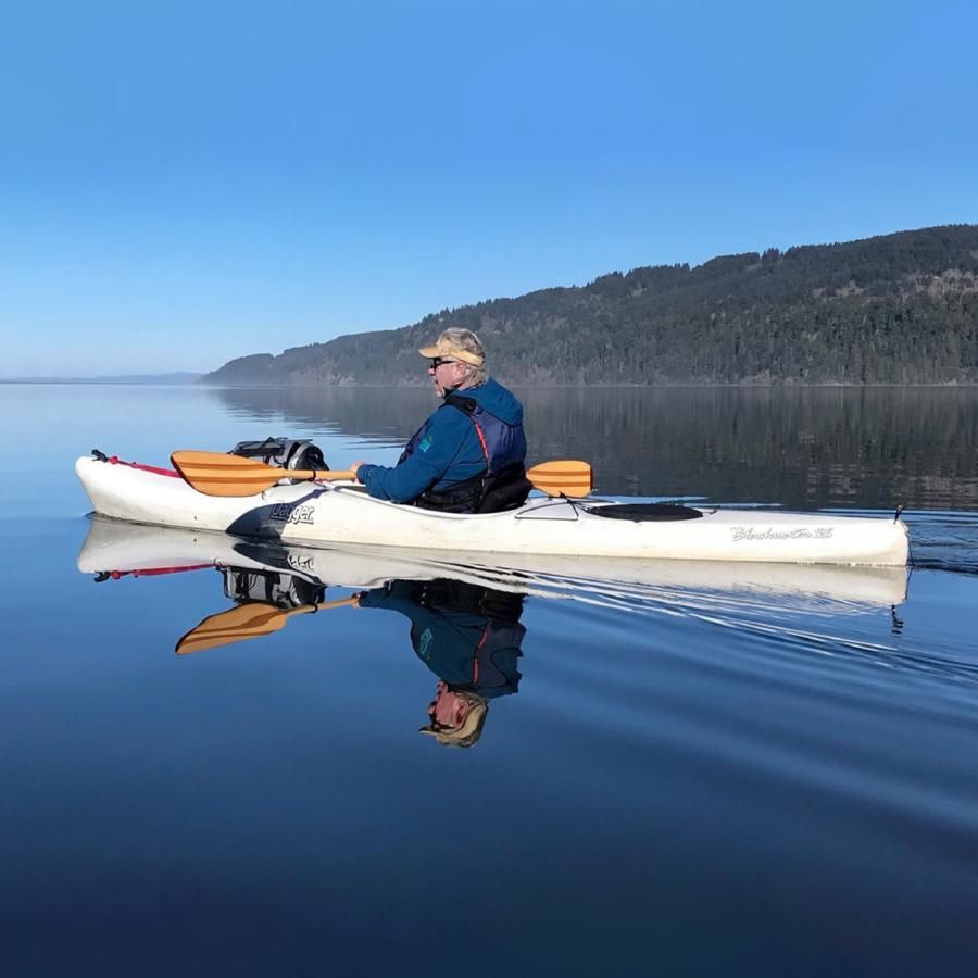 Author and photographer Aldaron Laird kayaking a lagoon Author and photographer Aldaron Laird kayaking a lagoon