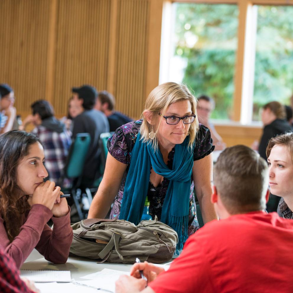 professor talking to students