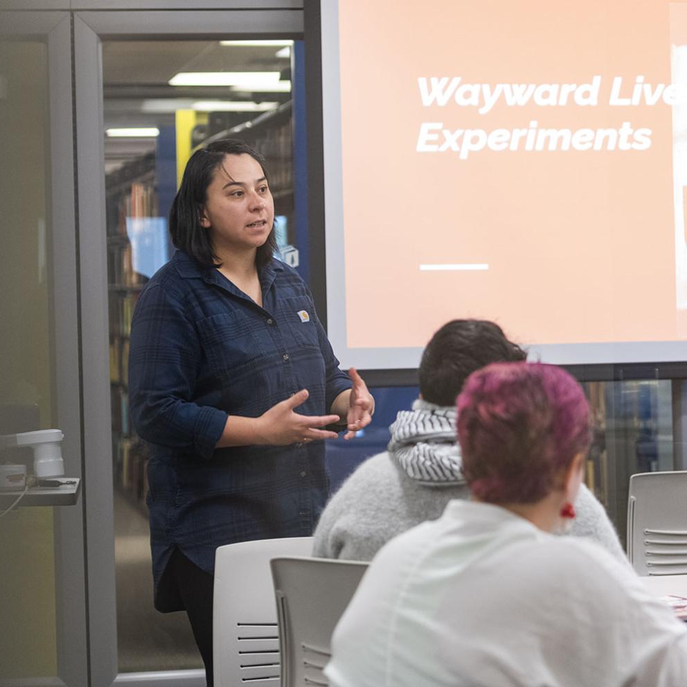 A professor speaking to a class