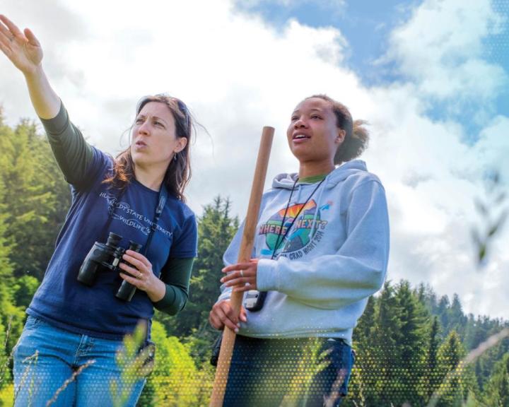 Professor and student, wildlife in the field