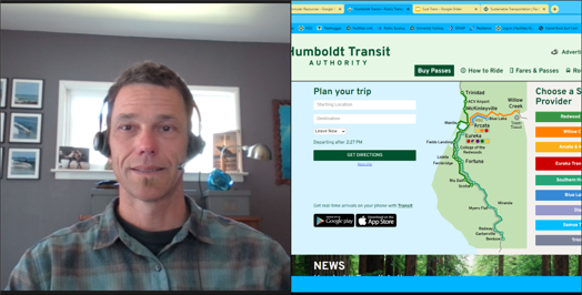 Transportation Specialist speaking with a commuter about bus riding options to get to campus
