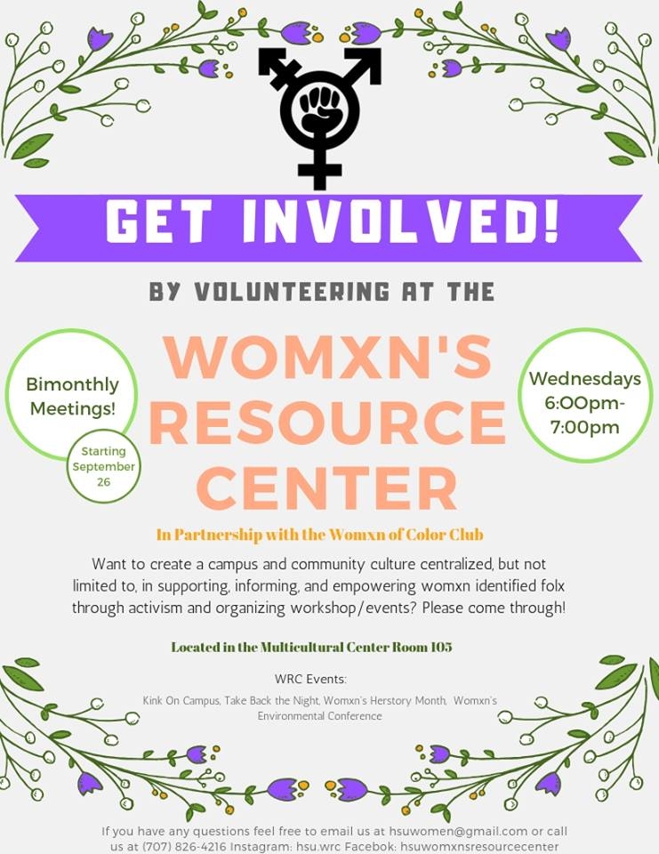 Women's resource center get involved flyer