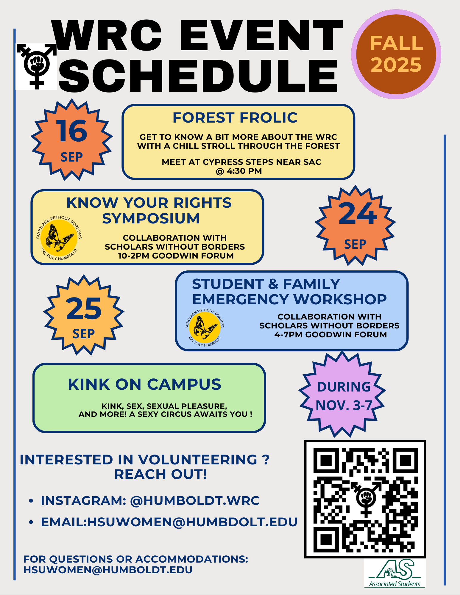 Women's Resource Center Event Schedule Fall 2025
