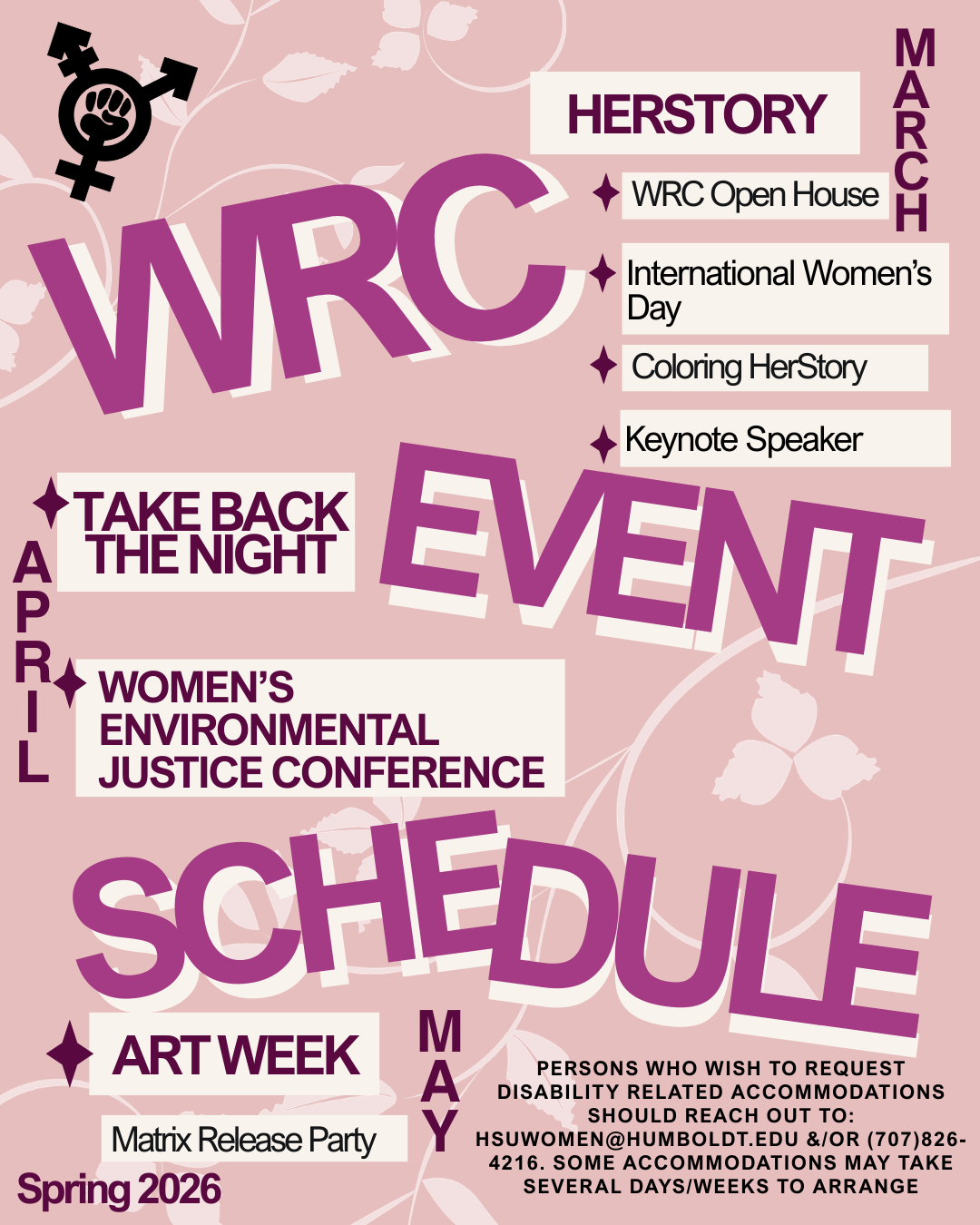 Event Schedule Spring 2026