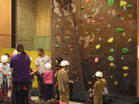 Preparing for indoor rock climbing.