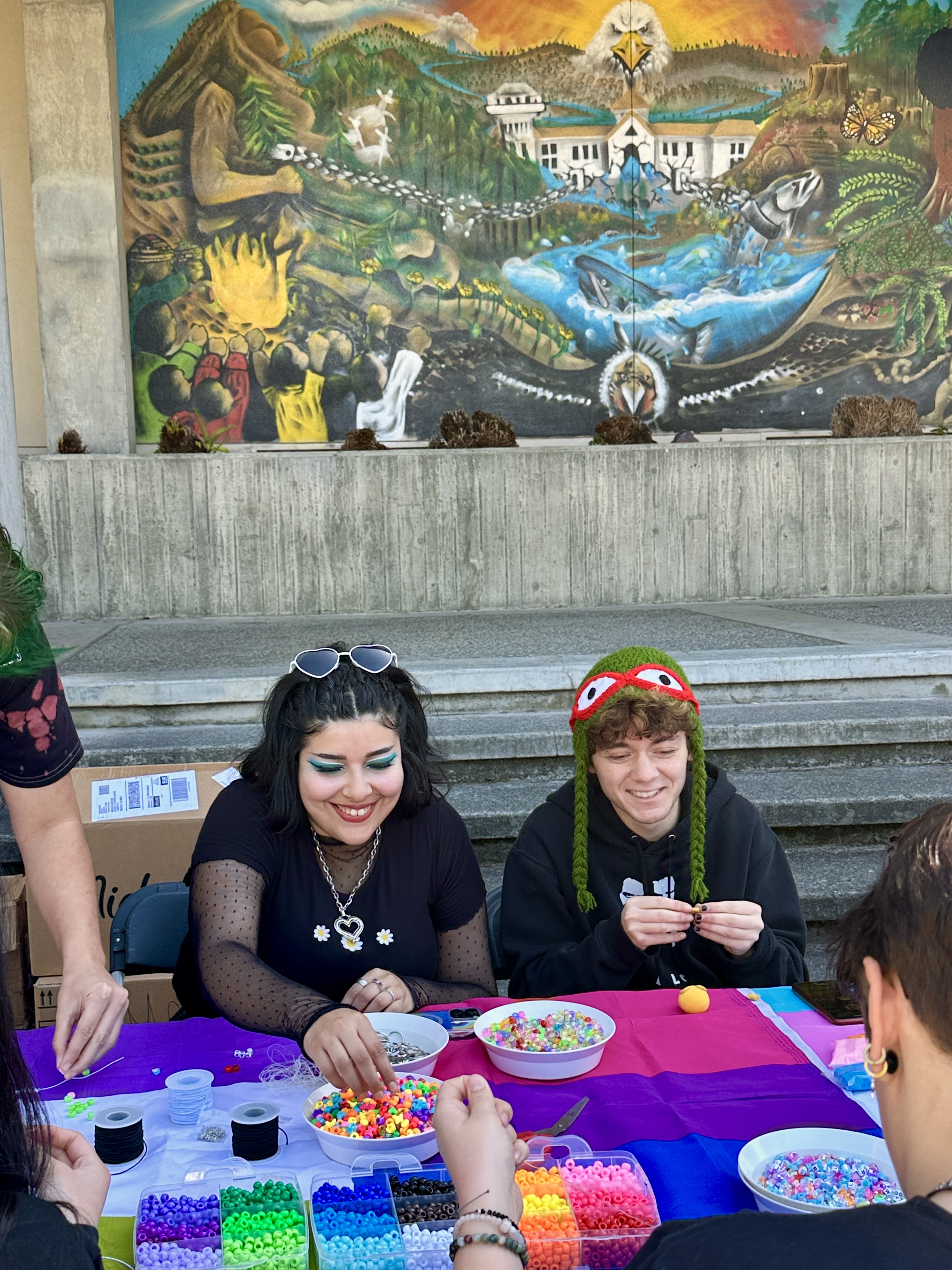QMAP hosted a Queer Craft & Chill event for all students in Spring 2025. Pat and Vero made beaded bracelets!
